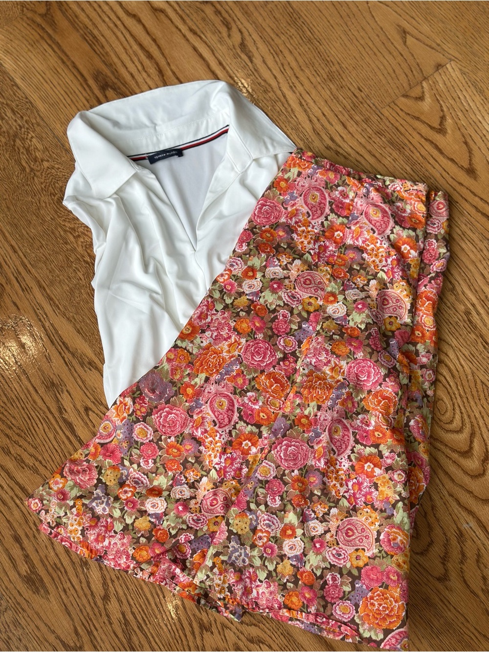 Liz Claiborne Pink and Orange Floral Circle Skirt